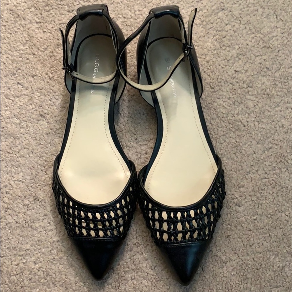 BCBG Black Leather Flats